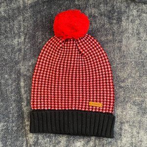 Coach Tricolor Beanie Pom Hat